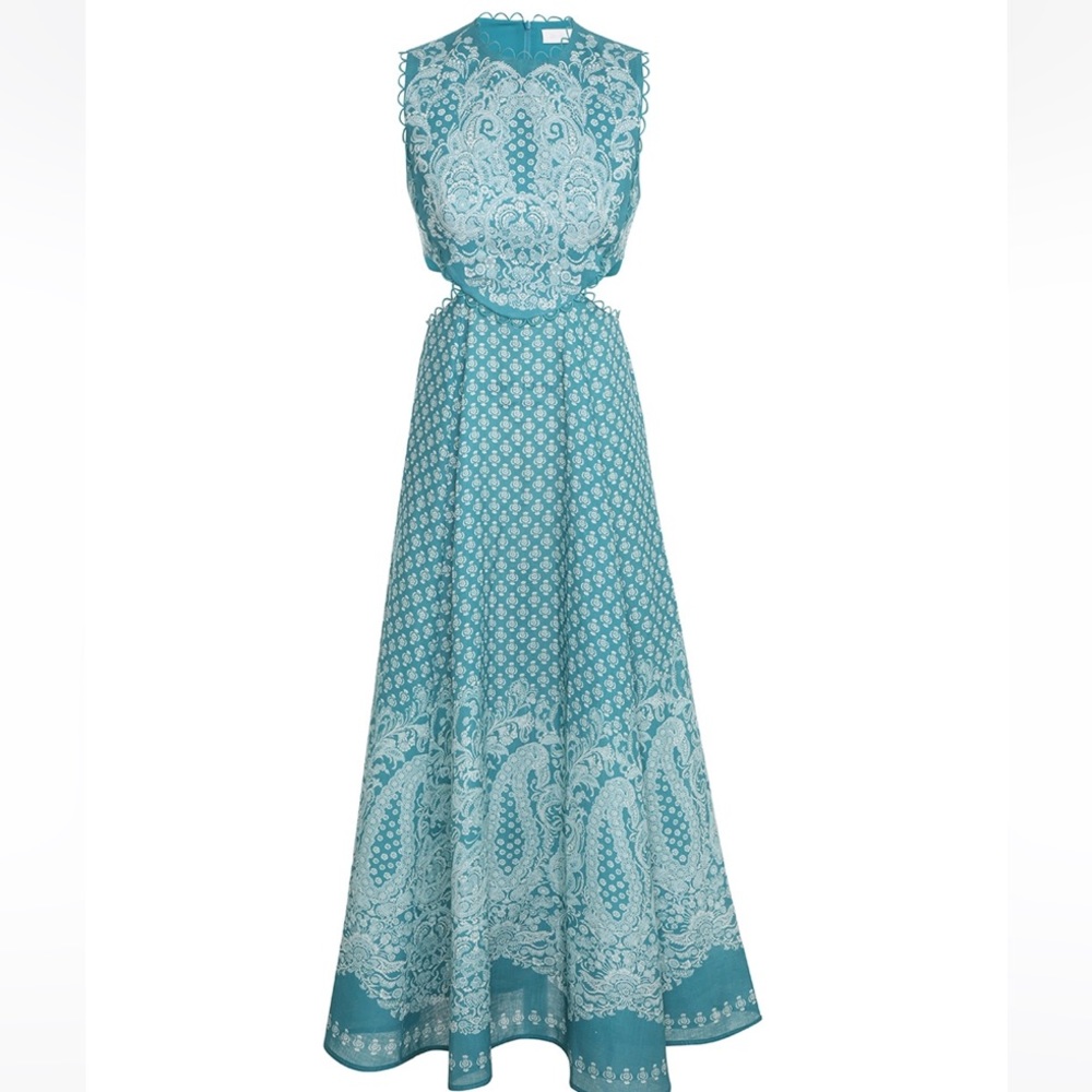 Jude Paisley midi dress, size 0p, Zimmerman